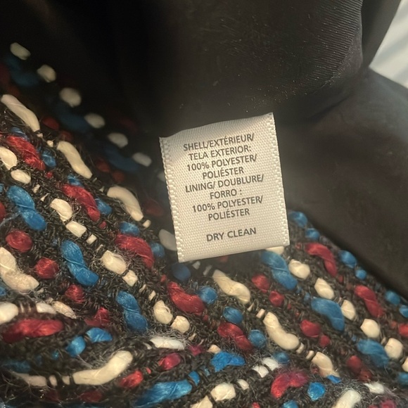 LOFT tweed mini skirt - burgundy, black, while and blue size 10. Zipper closure - Picture 6 of 6